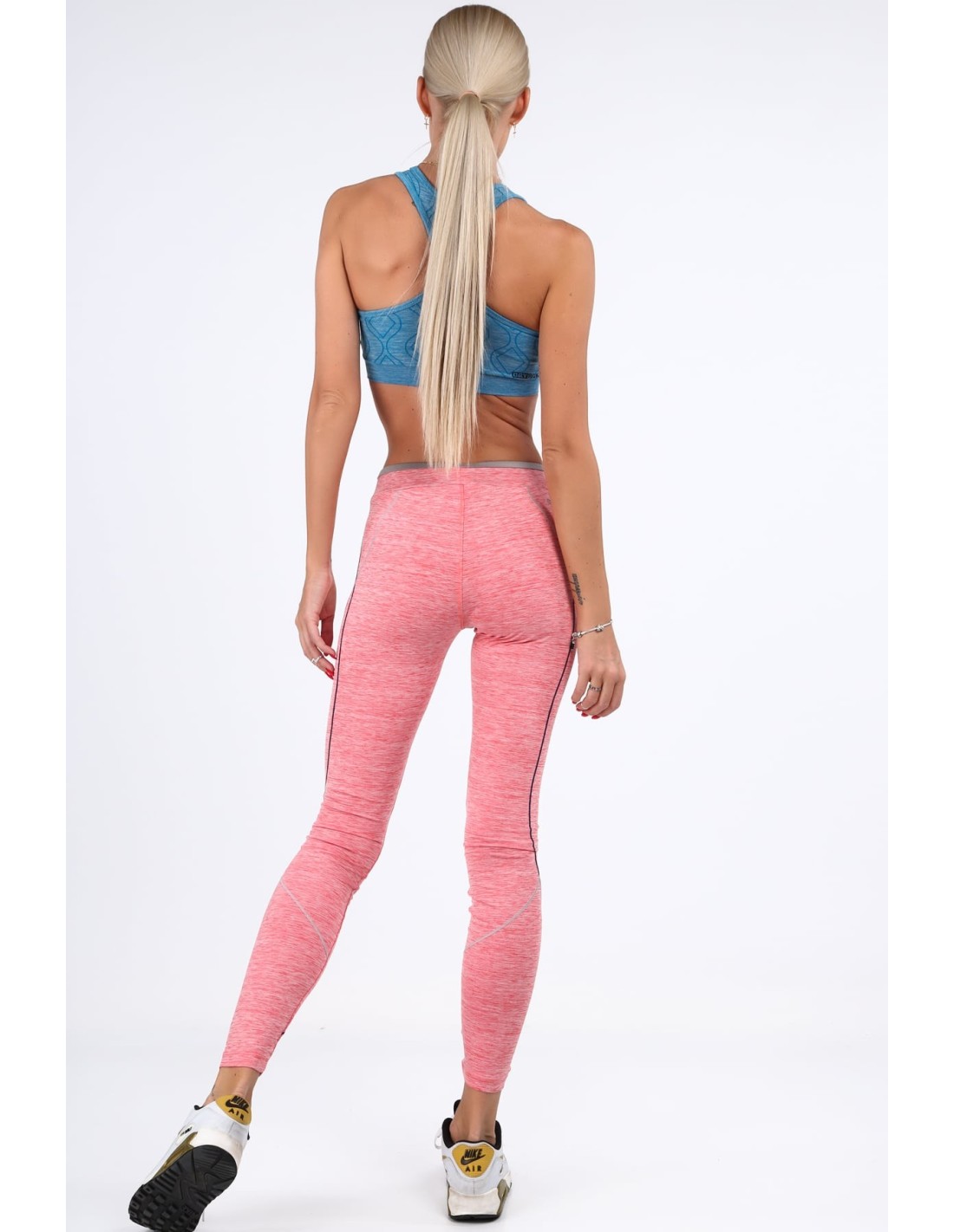 Korallenfarbene Sportleggings mit Nähten MR13233 – Online-Shop – Boutique